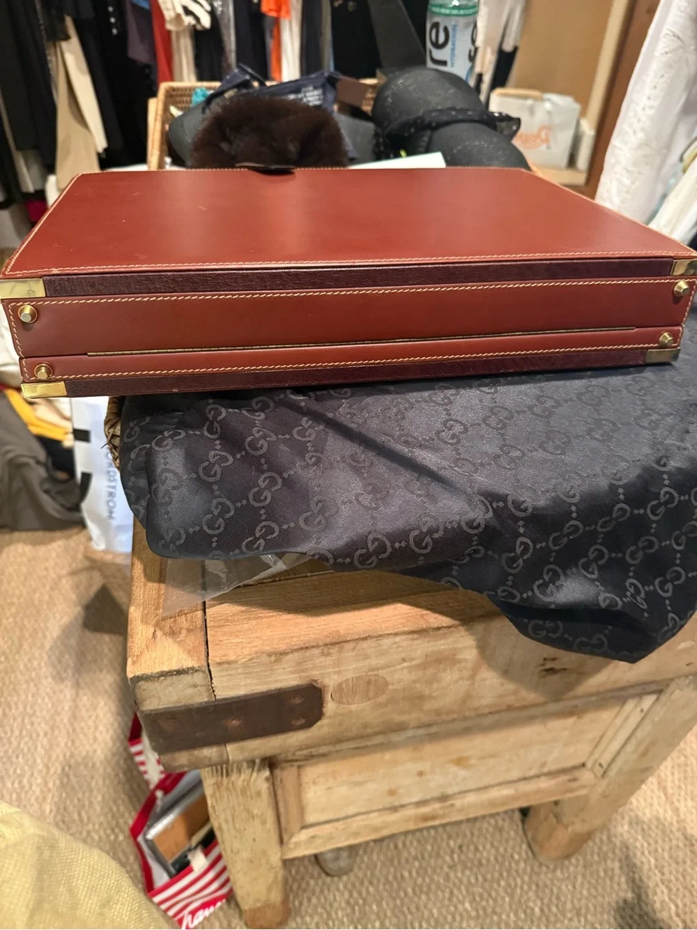 Men's Leather Briefcase in Chestnut Brown with Top Handle